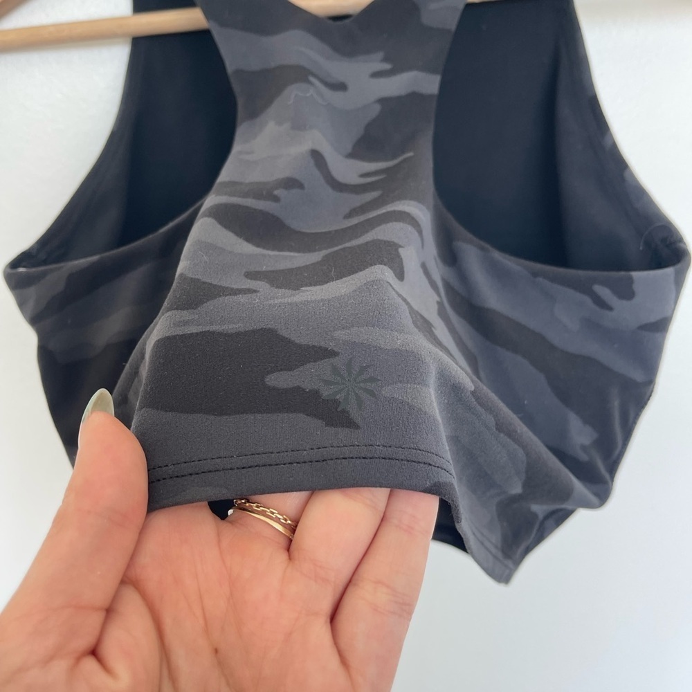 Athleta Conscious Crop Tank Bra A-C Camo Black Gray - Picture 8 of 9